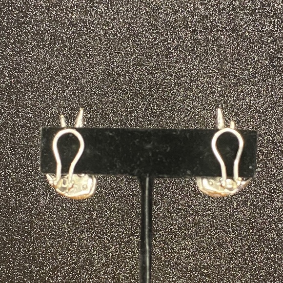 Vintage Silver Tone and Crystal Fan Clip Earrings - Picture 3 of 6